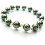 Fool's Gold Pyrite Gemstone / Swarovski Crystals Bracelet size 8mm - Ai NeJewellery