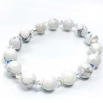 Howlite Gemstone / Swarovski Crystals Bracelet size 8mm - Ai NeJewellery