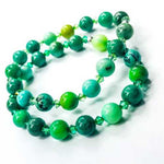 Green Grass Agate Gemstone / Swarovski Crystals Bracelet size 8mm - Ai NeJewellery