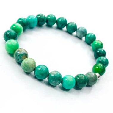 Green Grass Agate Gemstone / Swarovski Crystals Bracelet size 8mm - Ai NeJewellery