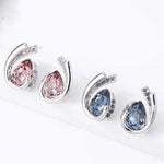 925 Sterling silver Swarovski Stud Earrings Swirly Drop Multi colour - Ai NeDefault Category