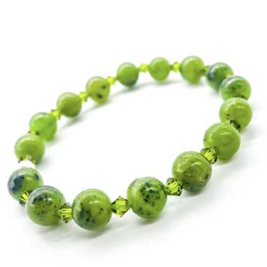 Canadian Jade Gemstone / Swarovski Crystals Bracelet size 8mm - Ai NeJewellery