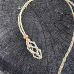 BLACK Eco-Friendly 100% Linen Cord Bead Necklace Interchangable / Adjustable Macrame Hemp Crystal Pendant Pouch Net Necklace - Ai NeDefault Category
