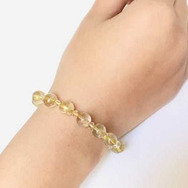 Golden Rutilated Quartz / Swarovski Crystals Bracelet size 8mm - Ai NeJewellery