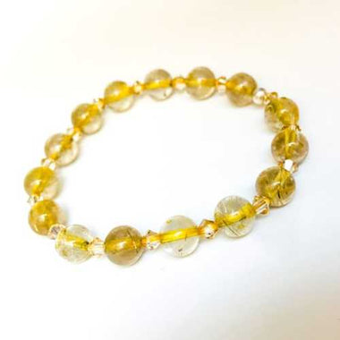 Golden Rutilated Quartz / Swarovski Crystals Bracelet size 8mm - Ai NeJewellery