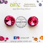 925 Sterling Silver Swarovski Crystal Stud Earrings Classic Round 10mm Birthstone - Ai NeDefault Category