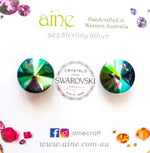 925 Sterling Silver Swarovski Crystal Stud Earrings Classic Round 10mm Birthstone - Ai NeDefault Category