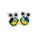 925 Sterling Silver Swarovski Crystal Owl Earrings Multi colour - Ai NeDefault Category