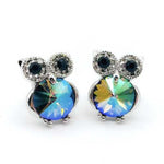 925 Sterling Silver Swarovski Crystal Owl Earrings Multi colour - Ai NeDefault Category