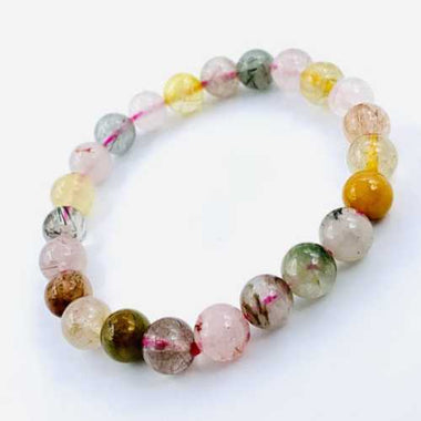 Genuine Coloured Rutilated Quartz High Grade Crystal Gemstone Bracelet size 8mm - Ai Ne
