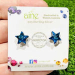 925 Sterling Silver Swarovski Crystal Stud Earrings Star 10mm - Ai NeDefault Category