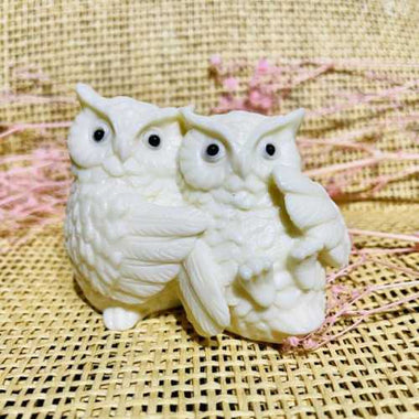 Genuine Handmade Tagua Nut Carving Ivory - Double Owls