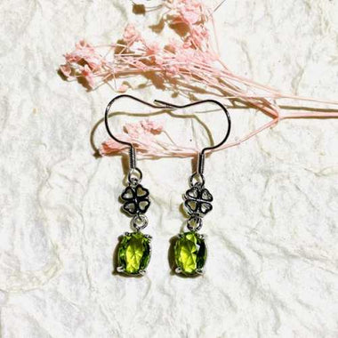 925 Sterling Silver Earrings Crystals Gemstone Peridot - Ai NeDefault Category