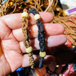 BLACK Eco-Friendly 100% Linen Cord Bead Necklace Interchangable / Adjustable Macrame Hemp Crystal Pendant Pouch Net Bracelets - Ai NeDefault Category