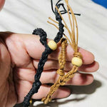 BLACK Eco-Friendly 100% Linen Cord Bead Necklace Interchangable / Adjustable Macrame Hemp Crystal Pendant Pouch Net Bracelets - Ai NeDefault Category