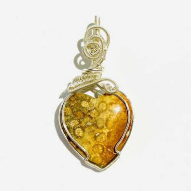 RARE 925 Sterling Silver wire wrapped Fosillised Coral Pendant - Ai NeDefault Category
