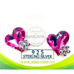 925 Sterling silver Swarovski Stud Earrings Love Heart Rose - Ai NeDefault Category