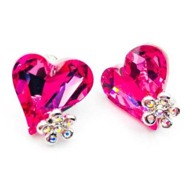 925 Sterling silver Swarovski Stud Earrings Love Heart Rose - Ai NeDefault Category