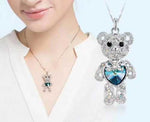 Rhodium Plated Swarovski Pendant Necklace Teddy Bear - Ai NeDefault Category