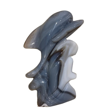 SALE! Druzy Agate Dolphin Handmade Carving | 8cm - Ai Ne