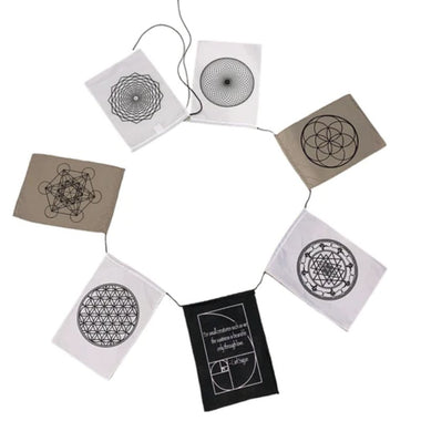 SALE! Sacred Geometry Black And White Hanging Flag Banner Bunting Rectangle - Ai Ne