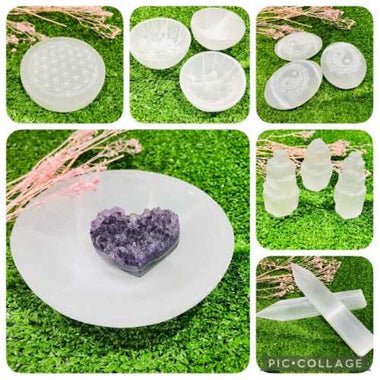 Genuine Selenite Gemstone Crystal Flower of Life charging Plate 7cm - Ai NeDefault Category