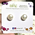 Silver Stud Earrings Freshwater Pearls Round 8mm - Ai NeDefault Category