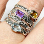 Stacks of Magic 925 Silver Ring with Mix Stone: Blue Topaz, Amethyst, Citrine Ring | Healing Ring - Ai NeDefault Category