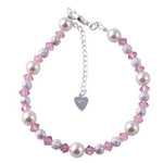 Sterling Silver Swarovski Pearl Bracelet Light Pink ( Children size) - Ai NeJewellery
