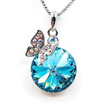 Sterling silver Swarovski Pendant Butterfly Round Aquamarine - Ai NeDefault Category