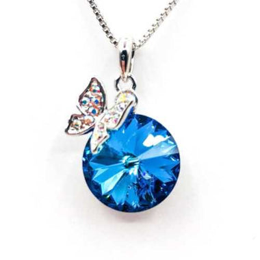 Sterling silver Swarovski Pendant Butterfly Round Bermuda blue - Ai NeDefault Category