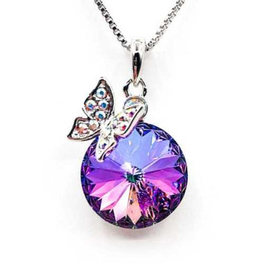 Sterling silver Swarovski Pendant Butterfly Round Vitrail Light - Ai NeDefault Category