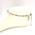 Strawberry Quartz Crystal Gemstone Anklet -Size 4mm Faceted - Ai NeJewellery