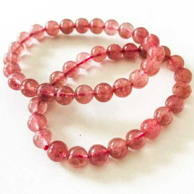 Strawberry Quartz Crystal Gemstone Bracelet size 8mm - Ai NeJewellery