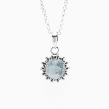 Sun Shape Silver Pendant With Rainbow MoonStone | Feminine Energy - Ai NeDefault Category