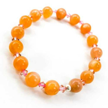 Sunstone Gemstone / Swarovski Crystals Bracelet size 8mm - Ai NeJewellery
