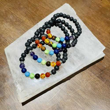 SUPER SPECIAL! 7 Chakra Crystal Gemstone Bracelet with Lava Rock size 8mm - Ai NeDefault Category