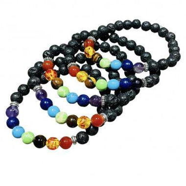 SUPER SPECIAL! 7 Chakra Crystal Gemstone Bracelet with Lava Rock size 8mm - Ai NeDefault Category