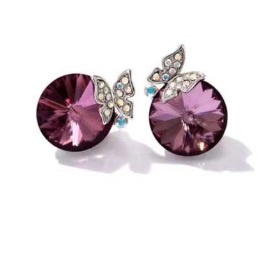 Swarovski Crystal Stud Earrings Round small Butterfly multi colour - Ai NeDefault Category