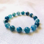 Swarovski Crystals / Blue Agate Gemstone Bracelet size 8mm - Ai NeJewellery