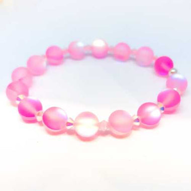 Swarovski Crystals / Mystic Aura Quartz Gemstone Bracelet size 8mm Pink - Ai NeJewellery