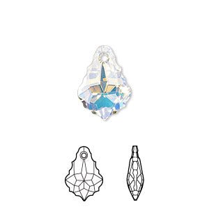 Swarovski Crystals Pendant, Crystal AB, 16x11mm faceted baroque pendant (6090). - Ai NeDefault Category