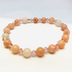 Swarovski Crystals / Red Peach Jade Gemstone Bracelet size 6mm - Ai NeJewellery