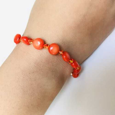 Swarovski Crystals / Sea Coral Bracelet size 8mm Irradiated Red - Ai NeJewellery