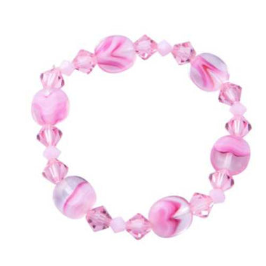Swarovski/ European Glass Bracelet Pink Stripes ( Children Size) - Ai NeJewellery