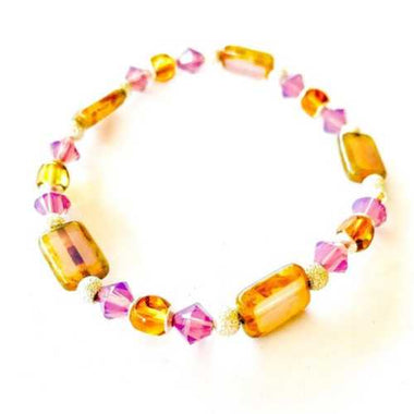 Swarovski / European Glass Bracelet Topaz/ Lt amethyst - Ai NeJewellery