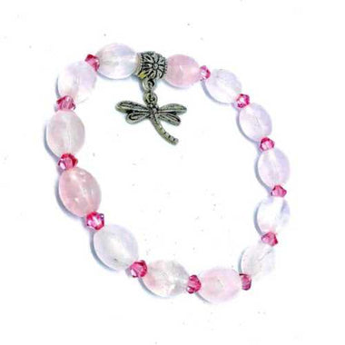 Swarovski /Rose Quartz gemstone with Dragonfly charm - Ai NeJewellery