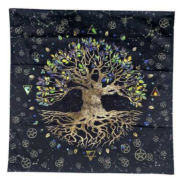 The Cosmic Connection with our Tree of Life Velvet Flannel Cloth - 64cm | Black Green - Ai NeDefault Category