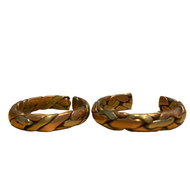 Tibetan Braided Copper Ring - Gold, Silver & Copper Trio - Ai Ne