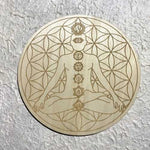 Wooden Crystal Grid Plate 7 Chakra Symbol Meditation 20cm - Ai NeGifts & Crystals